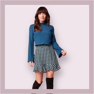 Band of the Free Avril Deep Teal Mock Crop Top